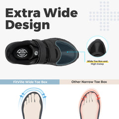 FitVille Diabetic Shoes for Men Extra Wide Width Adjustable Closure Walking Shoes Slip-on Sneakers for Foot Pain Relief Swollen