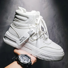 Men Platform Sneakers Lace Up Simple Design Skateboard Flats Outdoor Running Sports Shoes Casual High Top Sneakers For Couple 46