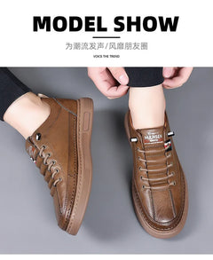New Leather Shoes for Men Non-slip Sports Fashion Comfortable Sneakers Male Flat Slip-on Casual Brand Men's Casual