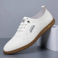 2025 Shoes for Men Leather Casual Shoes Summer New Microporous Slip-on Loafers Fashion Round Toe Sandals Driving Shoes