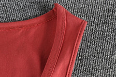 Summer New American Sleeveless O-neck Solid Color T-shirt Men's Fashion 100% Cotton Washed Casual Sports Fitness Basketball Vest