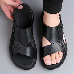 British Style Men's Outdoor Beach Shoes Summer Trend Thick Soled Wear-resistant Men's Oxford Shoes Breathable Casual Sandals