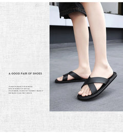 Men's Outdoor Slippers Beach Flat Flip-flop Slippers Summer Casual Slippers Indoor Home Men's Non Slip Shoes Breathable Sandals