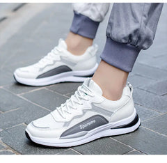 New Men's Breathable Low-Top Lace-Up Casual Shoes Comfortable Sports Shoes Lightweight PU Mesh Upgraded Version Fashionable