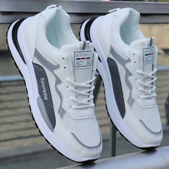 New Men's Breathable Low-Top Lace-Up Casual Shoes Comfortable Sports Shoes Lightweight PU Mesh Upgraded Version Fashionable