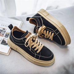 Korean Fashion Casual Canvas Sneakers Men Harajuku Platform Canvas Shoes Man Breathable Men's Vulcanized Shoes Zapatos De Lona