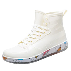 Men Rain Boots Fashion Trendy Nude Boots Anti-skid Work Chef Shoes Durable Waterproof Rubber Fishing Shoes Male Sneakers 2023New