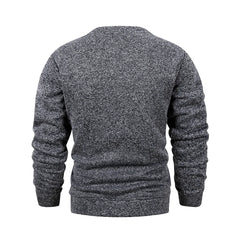 Men's Warm Crew Neck Sweatshirt Fleece Lined Thermal Pullover Autumn Winter Fashion Casual Sweater Loose Knit Long Sleeve Hoodie