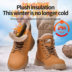 New 2024 Fashion Winter Velvet Work Safety Boots For Men Nail Proof Indestructible Waterproof Steel Toe Cap Male Sneakers