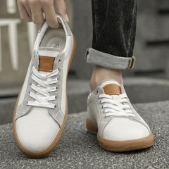2025 New Luxury Cow Leather Casual Outdoor Sneakers for Men Flat Designer Antiskid Walking Shoes Fashion Lace-Up Oxford Shoes