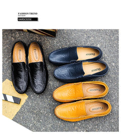 Men Loafers 2025 New Leather Shoes Men‘s Casual Shoes Moccasins Breathable Sneakers Men Driving Shoes Comfort Flats Plus Size 48