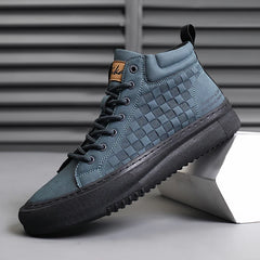New Fashionable Versatile Men's Shoes, Casual Sports Shoes with Soft Soles and Soft Uppers, Mid-Top Retro Work Shoes, Wear-Resistant Trendy Shoes, British Style Lace-Up Shoes