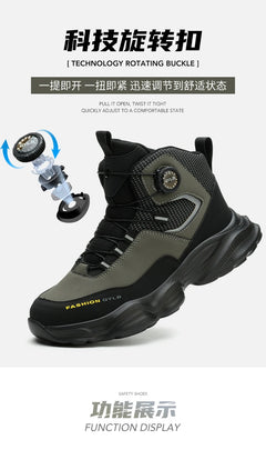 Rotating button Safety Shoes Men Boots work Sneakers Male Steel Toe shoes Protective Boots Puncture-Proof Indestructible shoes