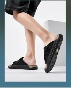 Men's Thick Soled Round Toe Fashionable Slippers Women's Comfortable Breathable Casual, Wear-resistant Sandals Summer Slippers