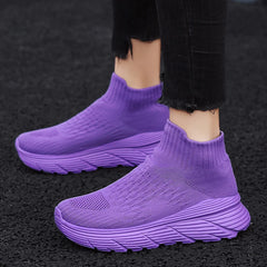 Soft Light Sneakers Men and Women Plus Size 35-46 Unisex Sports Shoes Thick Sole Cushioning EVA Slip On Ankle Socks Shoes