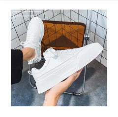 Men White Shoes Leather Casual Sneakers  Trend Platform Shoes Comfortable Vulcanized Shoes for Men White Tenis Masculinos