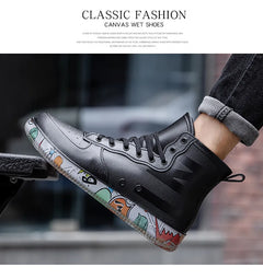 Men Rain Boots Fashion Trendy Nude Boots Anti-skid Work Chef Shoes Durable Waterproof Rubber Fishing Shoes Male Sneakers 2023New