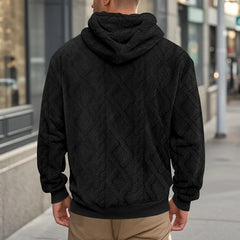 Autumn and winter leisure men's high street jacquard double-sided velvet hooded sports trend pullover sweater jacket