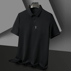 Men's Short Sleeve Solid Color Polo Shirt Breathable Comfortable Elastic Top New Arrivals Casual Business Style