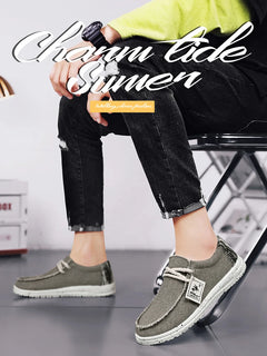 Men's Canvas Shoes Summer 2023 New Lightweight Breathable Soft Slip on Casual Shoes Fashion Beach Vacation Loafers Men Footwear