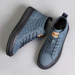 New Fashionable Versatile Men's Shoes, Casual Sports Shoes with Soft Soles and Soft Uppers, Mid-Top Retro Work Shoes, Wear-Resistant Trendy Shoes, British Style Lace-Up Shoes