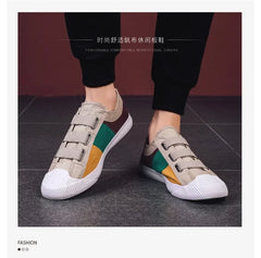 Fashion Men's Canvas Sneakers Casual Shoes Breathable Flat Buckle Loafers Shoes Summer Autumn Mens Designer Men Board Shoes