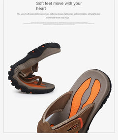 Cow Leather Outdoor Men Slippers Non-slip Wear-resistant Men's Flip Flops Summer Casual Shoes For Men Beach Sandals Plus Size