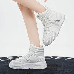 Men Platform Sneakers Lace Up Simple Design Skateboard Flats Outdoor Running Sports Shoes Casual High Top Sneakers For Couple 46