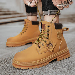 2026 Winter Ankle Boots Men's Boots Outdoor Yellow Boots Classic Design High Top Men Casual Shoes Botas Para Hombre