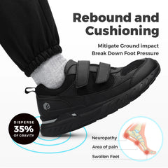 FitVille Diabetic Shoes for Men Extra Wide Width Adjustable Closure Walking Shoes Slip-on Sneakers for Foot Pain Relief Swollen