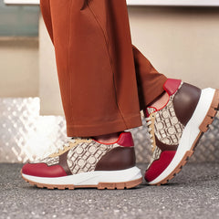 Women's Vulcanized Shoes 2025 Winter New Anti slip Outdoor Walking Shoes Wine Red Women's Shoes