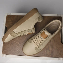 2025 New Luxury Cow Leather Casual Outdoor Sneakers for Men Flat Designer Antiskid Walking Shoes Fashion Lace-Up Oxford Shoes