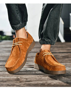 High Quality Men Casual Shoes Suede Leather Work Shoes Platform British Business Party Dress Shoes Male Lace-up Flats Sneakers