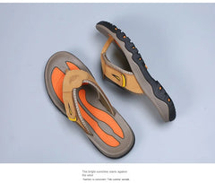 Cow Leather Outdoor Men Slippers Non-slip Wear-resistant Men's Flip Flops Summer Casual Shoes For Men Beach Sandals Plus Size