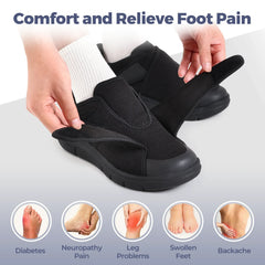 FitVille Men's Diabetic Shoes Extra Wide Slip-On Shoes for Swollen Feet Adjustable Walking Shoes for Elderly Foot Pain Relief