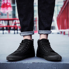 High Top Canvas Shoes Men Shoes Fashion Classics Casual Shoes Solid Color Lace Up Running Shoe High Quality Flat Male Sneakers