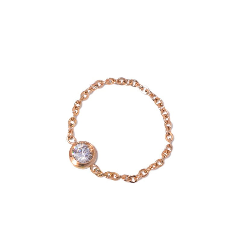 14K Gold-Plated Single Zircon Stone Ring